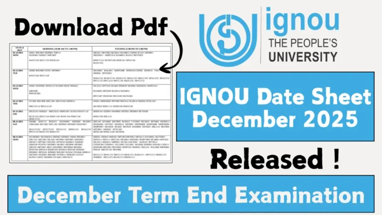 IGNOU Date Sheet December 2025